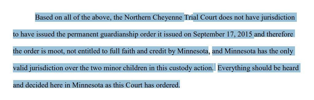2015 Minnesota custody order